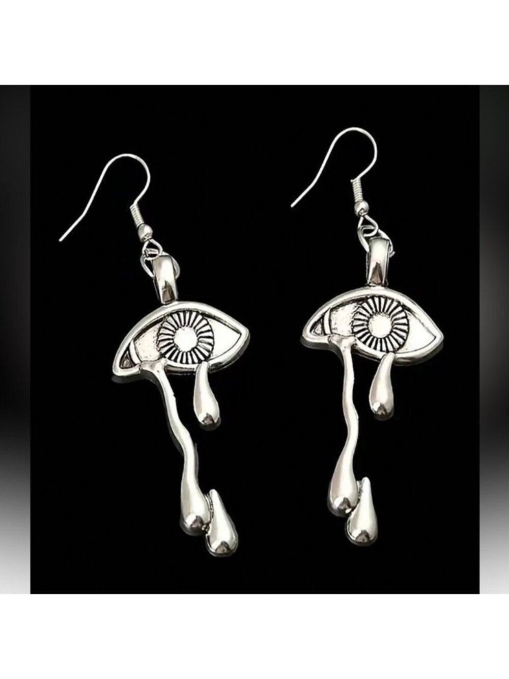 Silver Eye Motif Drop Earrings A1452